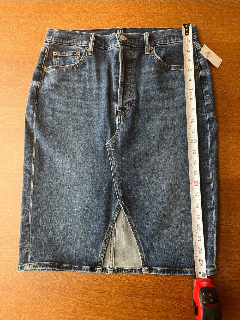 GAP Dark Blue Denim Pencil Skirt with Front Vent - Picture 7 of 7